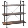 3-Tier Industrial Bookshelf with Display Rack and Organizer-Coffee