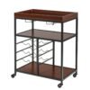 3 Tier Storage Bar Serving Cart with Wine Rack