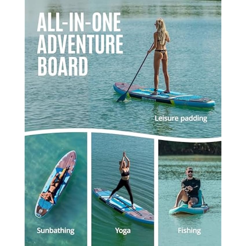 ZLX 11'6" Extra Wide Inflatable Stand Up Paddle Board SUP, Stable Non-Slip Deck Pad, Unique Fin System and Premium iSUP Accessories - Portable Backpack & Upgraded Pump for Adults, All Skill Levels - Image 6