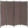 4-Panel Room Divider Folding Privacy Screen-Coffee