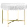 Faux Fur Ottoman Decorative Stool with Metal Legs