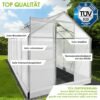 BRAST Aluminium Greenhouse with Base 380 x 190 x 195 cm, TV Tested, 6 mm Hollow Chamber Panels, Rustproof/Weatherproof/Temperature-Resistant
