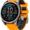 Garmin f??nix 8 ?C 51 mm, AMOLED, Sapphire, Premium Multisport GPS Smartwatch, Long-Lasting Battery Life, Dive-Rated, Built-in LED Flashlight, Titanium with Spark Orange/Graphite Band