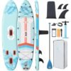 ZLX 11'6" Extra Wide Inflatable Stand Up Paddle Board SUP, Stable Non-Slip Deck Pad, Unique Fin System and Premium iSUP Accessories - Portable Backpack & Upgraded Pump for Adults, All Skill Levels