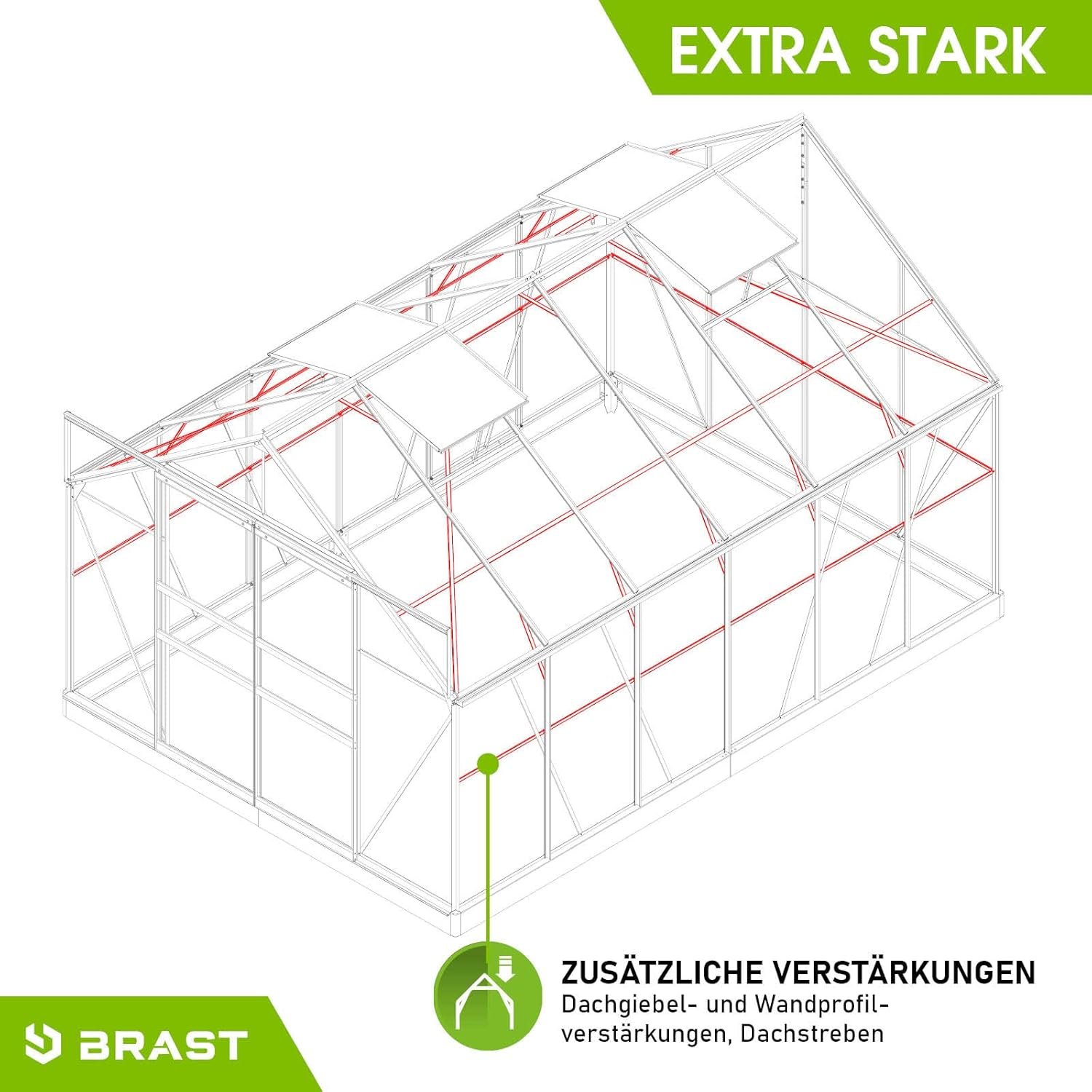 BRAST Aluminium Greenhouse with Base,380 x 250 x 235 cm, TV Tested, 6 mm Hollow Chamber Panels, Rustproof/Weatherproof/Temperature-Resistant - Image 10