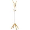 Bamboo Coat Rack Stand with 6 Hooks-White